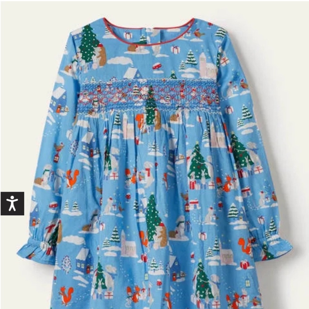 Mini Boden Blue Holiday Print Dress